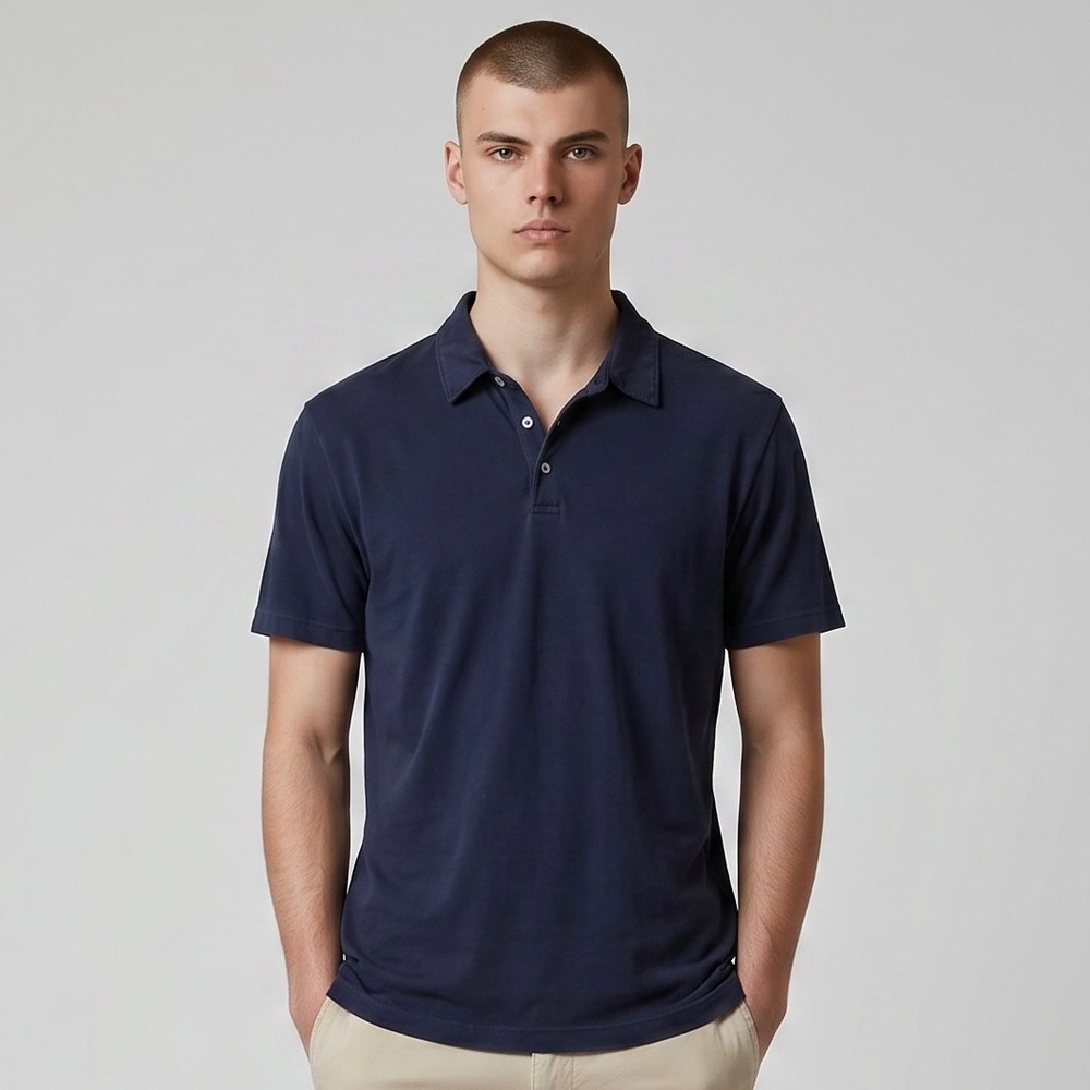 James Perse Polo Shirt Size 4 XL Navy Blue Sueded Jersey Slim Fit MSX3337 USA